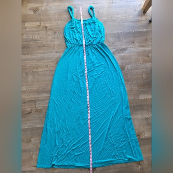 Ann Taylor Loft Women's Medium Maxi Dress Teal Twisted Straps - Picture 4 of 6